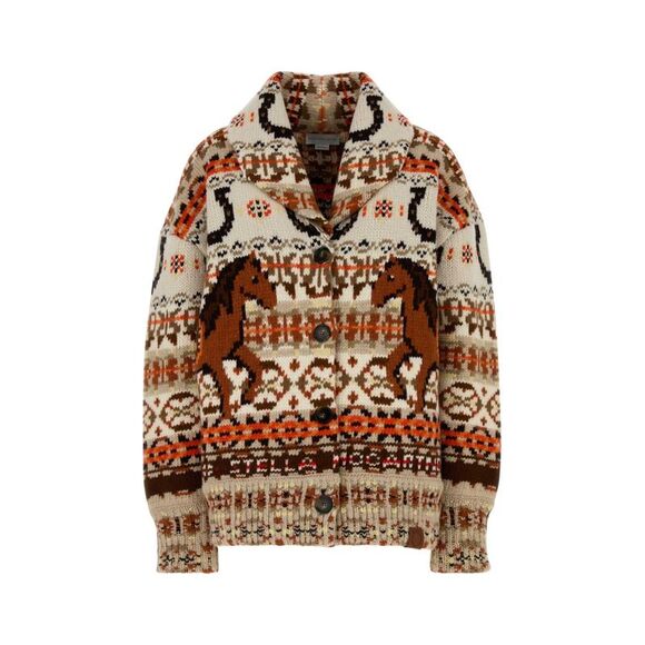 Stella Mccartney Women Embroidered Wool Fair Isle Oversize Cardigan